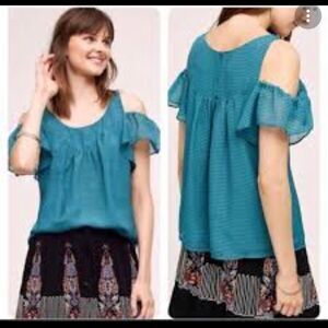 Maeve By Anthropologie Tavin Cold Shoulder Ruffle Plaid Top